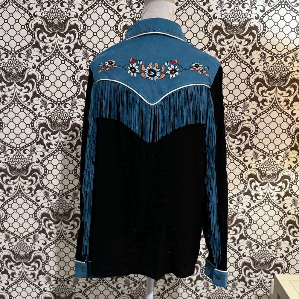 🆕 JOHN MOON 🤠 Vintage-Inspired Western Shirt Embroidered Fringe Rodeo | Sz M - Picture 6 of 8
